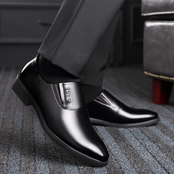 Qmaigie zapatos de Vestir de los hombres de 2022 verano Formal de los Zapatos de los Hombres Zapatos de Cuero para Hombre, Zapatos de la boda Marrón Negro Ascensor Oxford, gran tamaño 47 48
