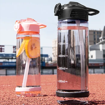 500/700 ml Portátil de Gran Capacidad de la Botella de Agua con Paja de Deportes Tazas de Drop-Resistente a Prueba de Fugas de Agua de Plástico Tazas