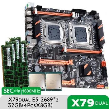 Atermiter X79 Doble de la CPU de la Placa base con 2 × Xeon E5 2689 4 × 8 GB = 32 GB 1600MHz PC3 12800 DDR3 ECC REG Memoria