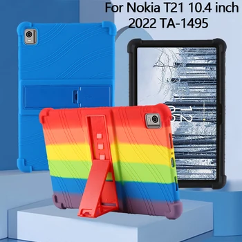 Stand Case Para Nokia T21 T 21 de 10,4 pulgadas 2022 Cubierta del Soporte de la Tableta Funda Nokia T21 TA-1495 Suave de Silicona Ajustable de Pie de Concha