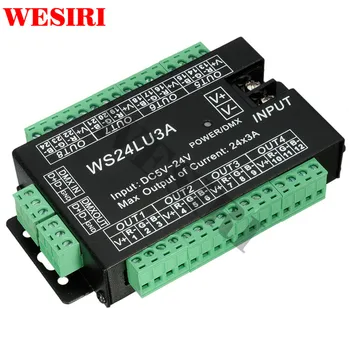 WS24LU3A 24CH Controlador DMX 24 Canales DMX 512 Decodificador RGB Controlador de Decodificador para Tira LED RGB Módulo de Luces 24x3A WS24LU3A