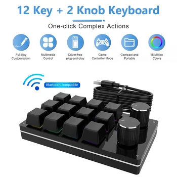 Bluetooth USB Personalizadas 3/4/6/9/12 KeysKeyboard Perilla de Volumen de Programación de Macros de Juego Photoshop Teclado Mecánico de Teclado
