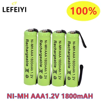 AAA 1.2 V 1800mAh Ni-MH con Soldadura de Pestañas de la batería recargable, para máquina de afeitar Eléctrica, máquina de Afeitar, Cepillo de dientes