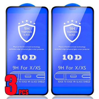 3pcs 10D Vidrio Templado Completa de la Cola de la Cubierta de la Pantalla Protector de Cine de Guardia Para el iPhone 14 Pro Max 13 Mini 12 11 XS XR X 8 7 6 Plus SE