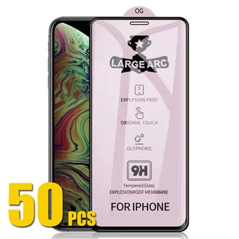 50pcs OG Vidrio Templado a Prueba de Explosión Protector de Pantalla Film protector Para iPhone 14 Pro Max 13 Mini 12 11 XS XR X 8 7 6 Plus SE