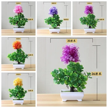 20x26cm de Flores Artificiales Pequeña Bola de Árbol en Maceta de Bonsai, el Jardín de Casa Habitación Ornamento de la Flor de la Disposición de los Accesorios Falsos Plantas