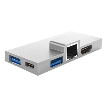 USB3.0 Dock Station Concentrador de Tipo Doble-C Interfaz de la Estación de Acoplamiento de 5 gbps 4k/30 hz 1080p/60hz HDMI-compatible para Surface Pro X/9/8