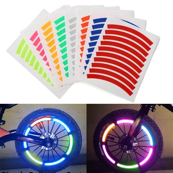 Reflexivo de los Neumáticos de la etiqueta Engomada etiquetas de Seguridad Color de los Niños de Bicicleta de Equilibrio Reflexivo de la etiqueta Engomada de la Rueda de la Calcomanía de Accesorios de Bicicleta de ciclo de Advertencia