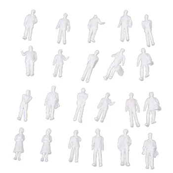 MACH 100pcs HO Escala 1:100 Blanco Modelo de Personas Sin pintar Figuras de Tren