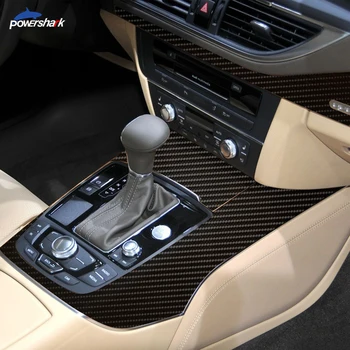 Interior del coche Recorte de la Película Protectora de la Consola de Engranaje Anti Scratch 5D de Fibra de Carbono de Vinilo Adhesivo Para Audi A7 4G 2010-2017 Accesorios