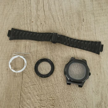 41 mm Cristal de Zafiro Negro caja del Reloj + Correa de Reloj para NH35/NH36/4R Movimiento de reloj de accesorios