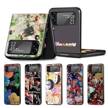 Teléfono celular del Caso para Samsung Galaxy Z Flip4 Flip3 5G Negro Coque Z Flip 4 3 Duro de la PC de Lujo de la Cubierta Zflip3 Chico del Grupo Callejeros Niños Kpop