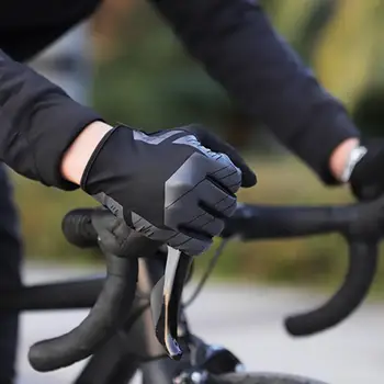 1 Par de Guantes Dedo Completo Transpirable a prueba de Choques de la Imitación de Cuero Antideslizante MTB Bicicleta de Carretera de los Guantes Guantes de Bicicleta Completa Fingerfor al aire libre