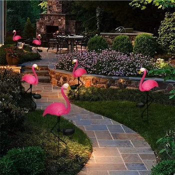 Solar del LED luces de Flamingo Césped Lámparas led lámpara de jardín al aire libre Pink Bird Césped Decoración Apuesta Paisaje de la Decoración de la Iluminación de Noche