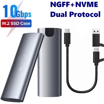 M. 2 PCIe NVME / NGFF SATA Dual Protocolo SSD Caso Carcasa USB 3.110 Gbps 2TB Externo PCIE SATA NGFF de Tipo C, Disco Duro SSD Cuadro