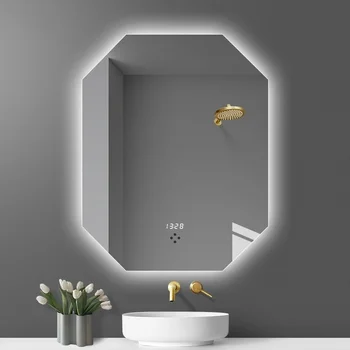 Fogless Espejo Moderno Cuarto De Baño De Luz Led De Maquillaje De Vidrio Irregular Espejo De La Vanidad Interruptor De Luz Dimmable Espelho Grande Accesorios