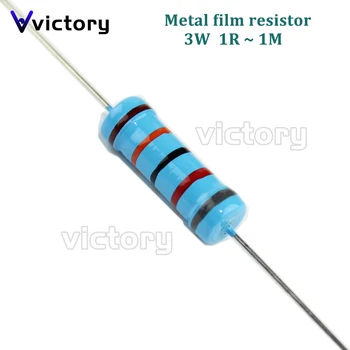 20pcs 3W resistor de película Metálica 1% 1R ~ 1M 1R 4.7 R 10R 22R 33R 47R 1K 4.7 K 10K 100K 1 4.7 10 22 33 47 ohmios de resistencia 4K7