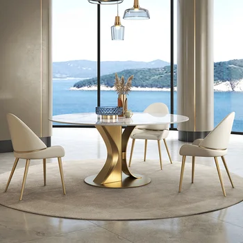 Pizarra mesa giratoria Diseñador Creativo Mesa de Comedor de Lujo de estilo Moderno Minimalista Hogar de Mármol Brillante Ronda de Mesa Comedor Muebles de SEMANA