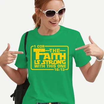 La mujer, La Fe Es Fuerte, camisetas Impresas Verano Cristiana Divertido Streetwear Lindo Camiseta Ulzzang coreano Camisetas 2023 Nuevo