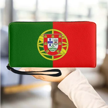 Portugal Emblema de la Cartera de las Mujeres de Lujo de Cuero de la PU de las Señoras Bolso con cierre de Cremallera Casual Portátil Niñas Carteras Ligero Bolsas de Dinero