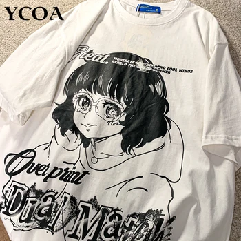 Las Mujeres De Gran Tamaño Camisetas Tops Camisetas De Anime Harajuku Y2k Algodón Gráfico De La Moda De Verano Ropa De Manga Corta De La Estética De La Ropa