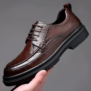 Nueva Marca De Los Zapatos De Los Hombres Zapatos De Cuero De Negocios Zapatos De Vestir Todos De Coincidencia Casual De Absorción De Golpes, Resistente Al Desgaste, Calzado Chaussure Homme