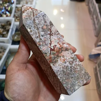 DHXYZB 12-15cm natural de Leopardo de piedra punto de la Plaza del pilar de jaspe piel de leopardo de Cristal de Adorno de Sanación Reiki mineral de Decoración para el hogar