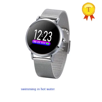 2019 IP68 impermeable reloj inteligente con la frecuencia cardíaca presión arterial de los hombres de metal reloj de acero inoxidable banda inteligente, nadar en agua caliente