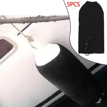 5 Cubierta del Parachoques, Suave de Acrílico de la Bola de la Manga Tejida Cubierta Negra de la Protección de la Marina de Parachoques Yate de Sal Protección del Sol