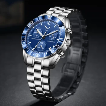 SPECHT&SÖHNE Rápida 007 Relojes para Hombre 2023 parte Superior de la Marca de Japón VK Cuarzo relojes de Pulsera Multifuncional Reloj Azul Relogio Masculino