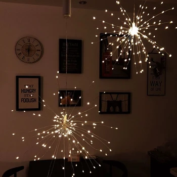 Alambre de cobre de 120 LED de Hadas Cadena de Luz de Estrella de Fuegos artificiales de Navidad de Fiesta de la Boda de Cadena Colgante de la Lámpara de Jardín al aire libre de la Decoración