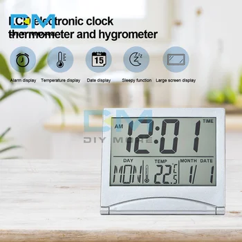 Plegable LCD Reloj despertador Digital de Humedad Termómetro Medidor de Mesa de la Estación Meteorológica de Escritorio de la Temperatura de Viaje Ectronic Reloj