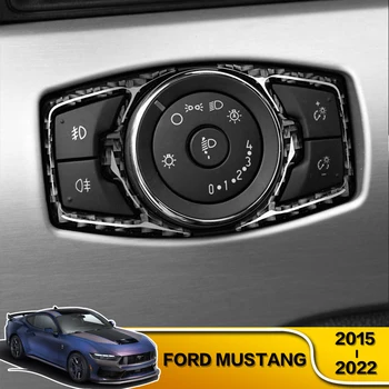 2X Coche de Fibra de Carbono Interruptor de los Faros delanteros Guarnecido de Decoración de la Cubierta de la Decoración de Interiores Accesorios Para Ford Mustang 2015- 2019 2020 2021 2022