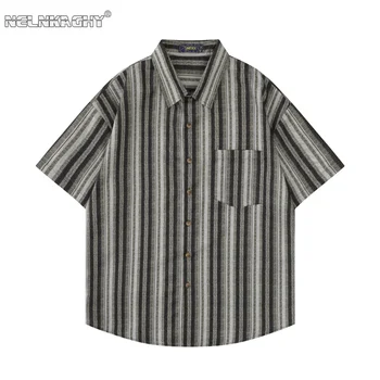 La moda Vintage con estampado de rayas de Manga Corta Camisa de los Hombres para los Hombres de Pareja Suelta Camisa Casual de Ropa de Diseñador de los Hombres Camisas de Ropa