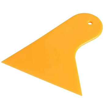 3X de Plástico de color Amarillo Auto de la ventanilla del Coche etiqueta Engomada de la Película Raspador de la Escobilla de goma la Herramienta de Limpieza de 10.5X9.5Cm