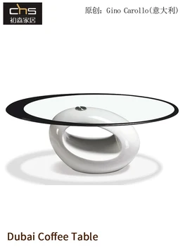 Caliente-venta de casa de vidrio de la tecnología de la tecnología de plásticos mesa de té con agujeros grandes, sencillas, modernas y diseñador de vidrio oval borde