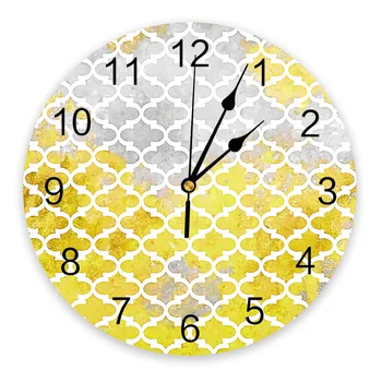 Marroquí Textura Del Óleo Amarillo Reloj De Pared De Diseño Moderno Salón De La Decoración De La Cocina En Silencio El Reloj De La Decoración Del Hogar