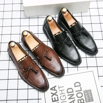 Los hombres zapato cómodo de los zapatos de cuero de los hombres lacónico mocassini uomo mocasines negro de alta calidad casual para hombre de lujo de negocios