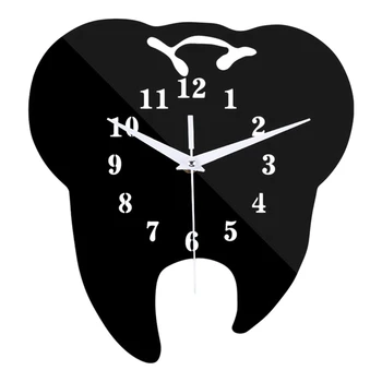Timelike Creativo Diente en Forma de Reloj de Pared Dental Adorno Reloj de Pared 3D Acrílico Creativo Espejo de la Pared de la etiqueta Engomada de la Decoración del Hogar
