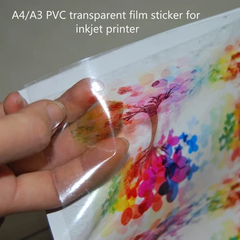 Tamaño A4 PVC transparente de vinilo adhesivo con auto-adhesivo para el tinte de inyección de tinta de la impresora 10 piezas