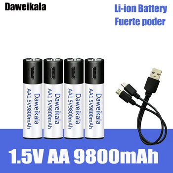 Alta capacidad de 1.5 V AA 9800 mWh USB recargable li-ion batería para el control remoto del ratón pequeño ventilador Eléctrico de juguete de la batería + Cable