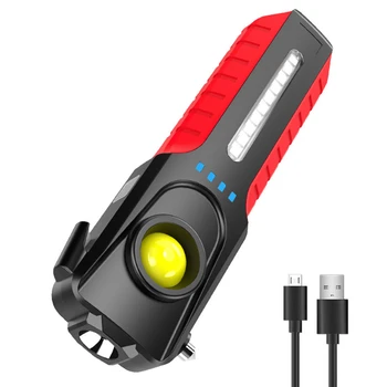 LED COB la Linterna Con la Seguridad de Martillo de Salvamento USB Recargable Con el Imán del Banco del Poder de la Linterna de Emergencia al aire libre luz de trabajo