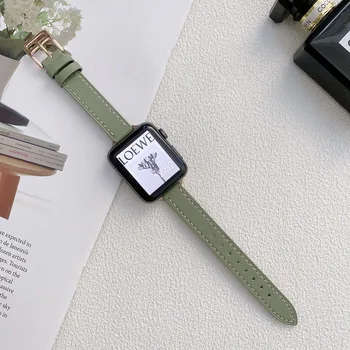 Reloj de cuero de Bandas para el Apple Watch 41 mm 45 mm 38 mm 40 mm 42 mm 44 mm Slim Smartwatch iWatch de Banda de la SE Serie 7/6/5/4/3/2/1 Pulsera