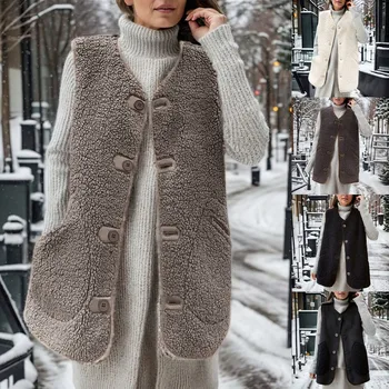 Las mujeres Attumn Invierno Sólida h Compuesto de Chaleco Chaqueta sin Mangas de Bolsillo Dos Formas de Desgaste de las Prendas de abrigo