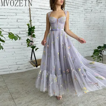 Mvozein Floral Vestido de Novia Vestido de Fiesta con Té de Longitud Vestido de Noche Elegante De 2023 Una Línea платье женское вечернее