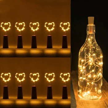 10/5 x 1m 2m de Hadas Alambre de Cobre de Corcho de la Botella de Vino cordón de luces de Navidad LED Garland para la Fiesta de Boda al aire libre de la Decoración de Interiores