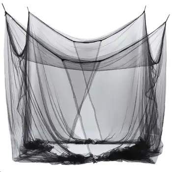 4-Esquina de la Cama de Compensación Dosel de mosquiteros para cama/Cama de Tamaño de Rey 190*210*240cm (Negro)