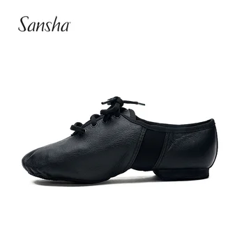 Sansha Unisex cordones de Jazz Zapatos de Cuero Con Neopreno de Gamuza Split-sole Talón Amortiguado de las Mujeres de los Hombres de Jazz de la Salsa Zapatos de Baile JS2LPI