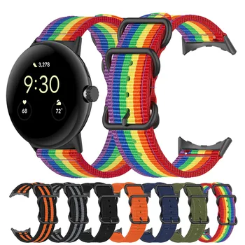 Arco iris de la Banda para Google Pixel Reloj de Nylon Transpirable Reemplazo de la Correa de Reloj de Píxel Suave, agradable a la Piel Cómoda Correa de reloj
