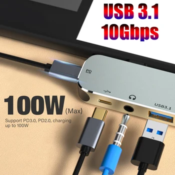 Mini HUB 4K Adaptador HDMI de Tipo C Muelle de la Estación de 10Gbps PD 100W de Datos Cargador Divisor USB 3.1 3.0 para iPad MacBook Xiaomi USBC USB3